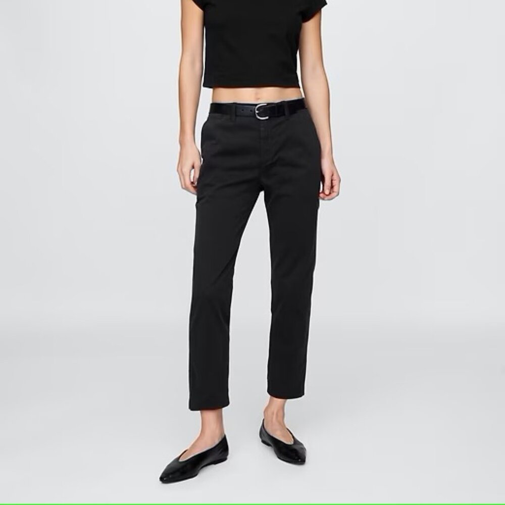 NWT Gap Downtown Khaki Kaki Urbain Black pants Slimming size 14